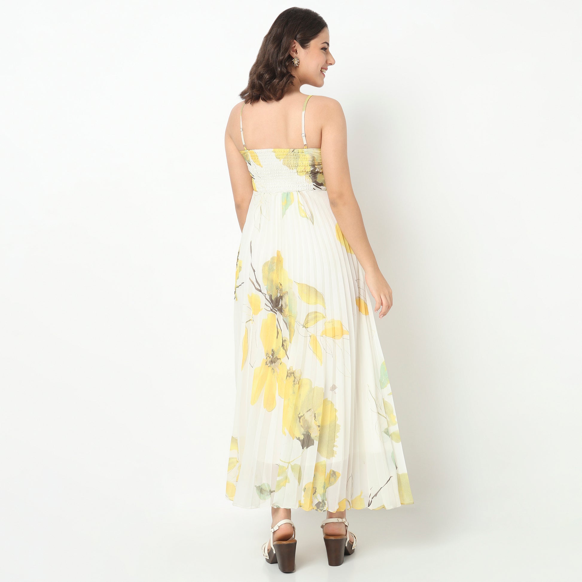 Printed Flared Pleated Dress