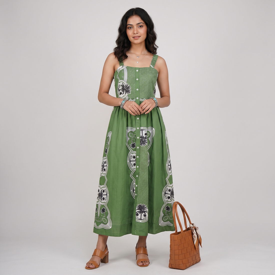 Cotton Printed Flared Dress
