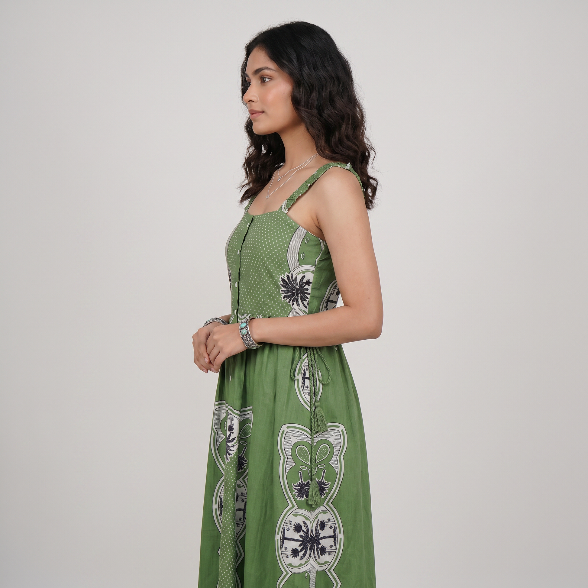 Cotton Printed Flared Dress