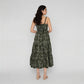 Embroidered Shoulder Straps Flared Dress