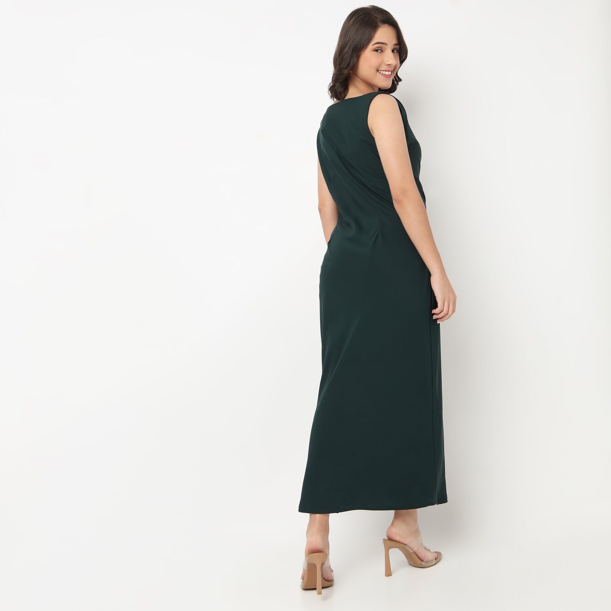 Solid V-Neck Dress