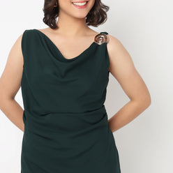 Solid V-Neck Dress