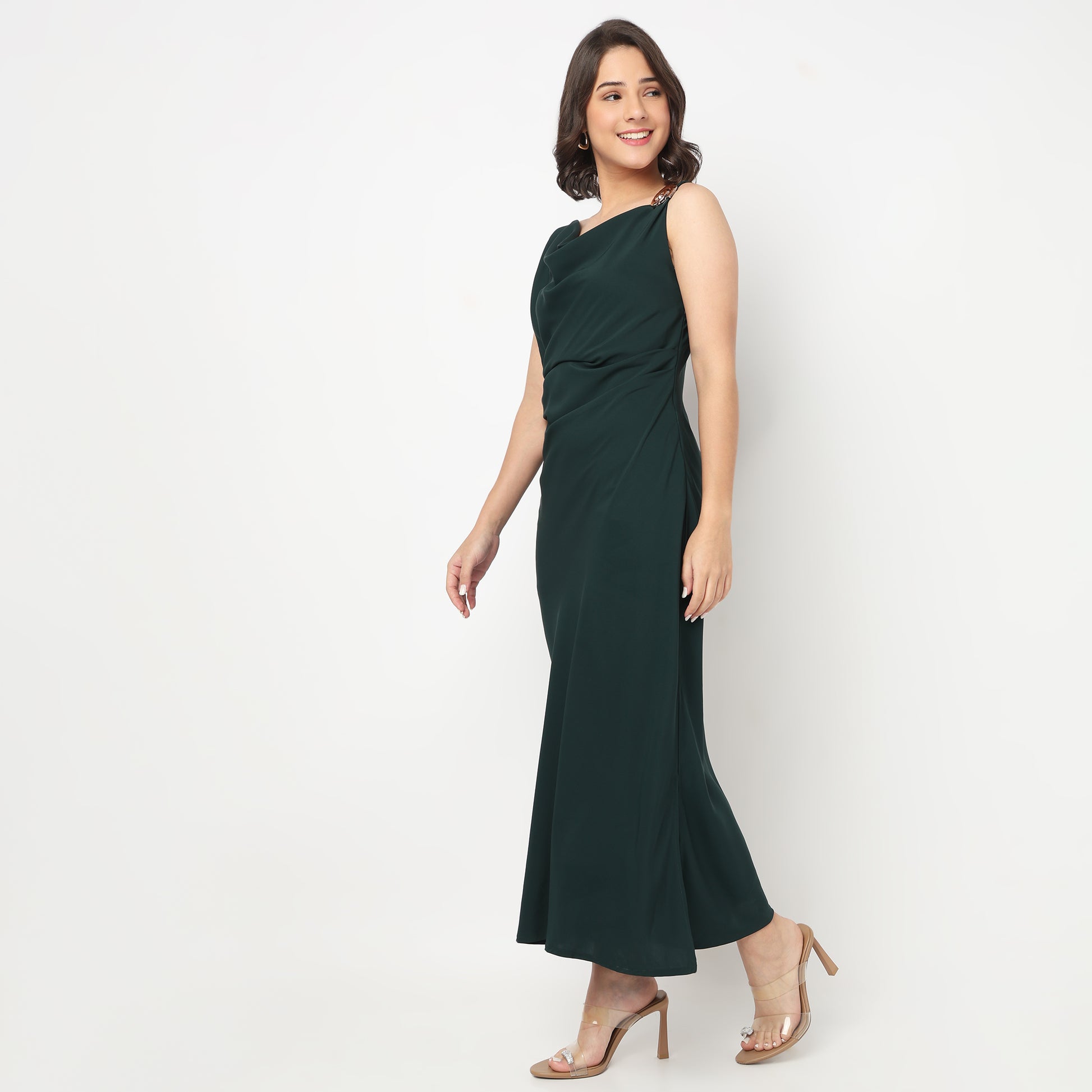 Solid V-Neck Dress