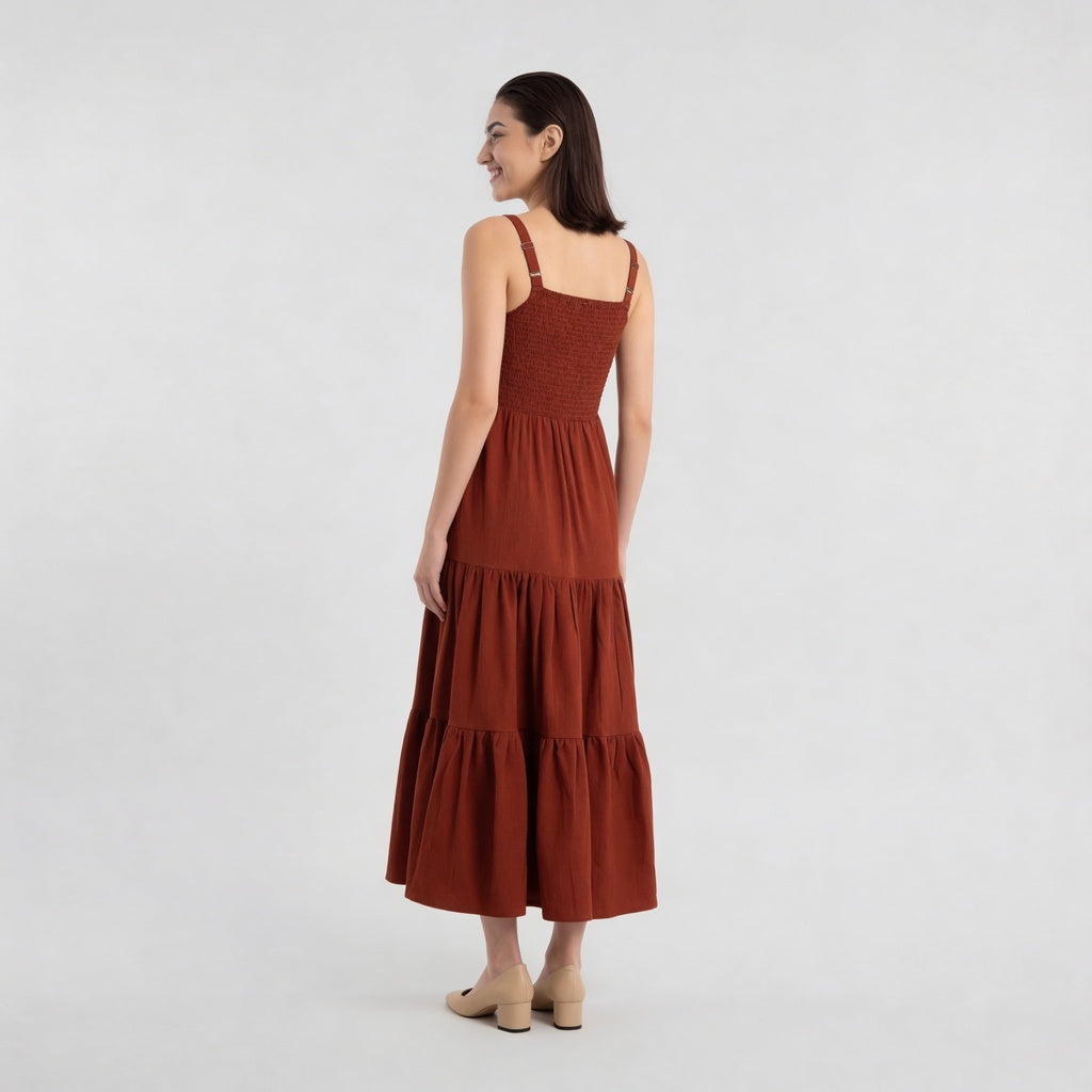 Crochet Shoulder Straps Flared Dress