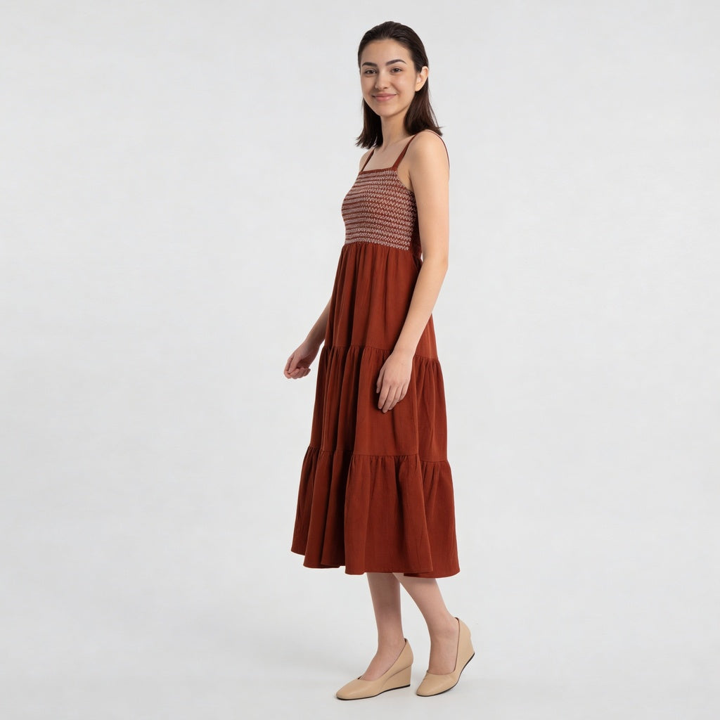 Crochet Shoulder Straps Flared Dress