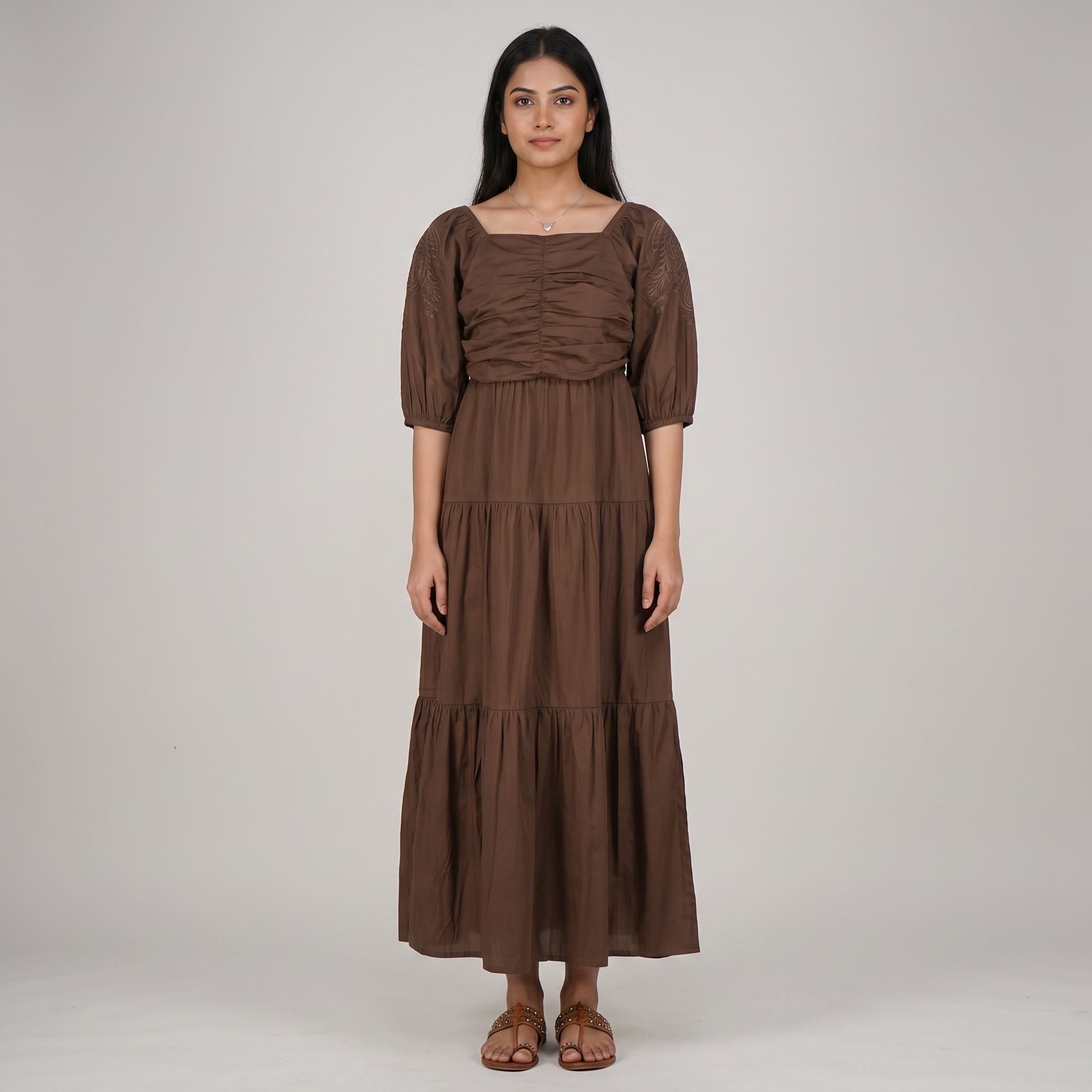 Cotton Solid Flared Dress