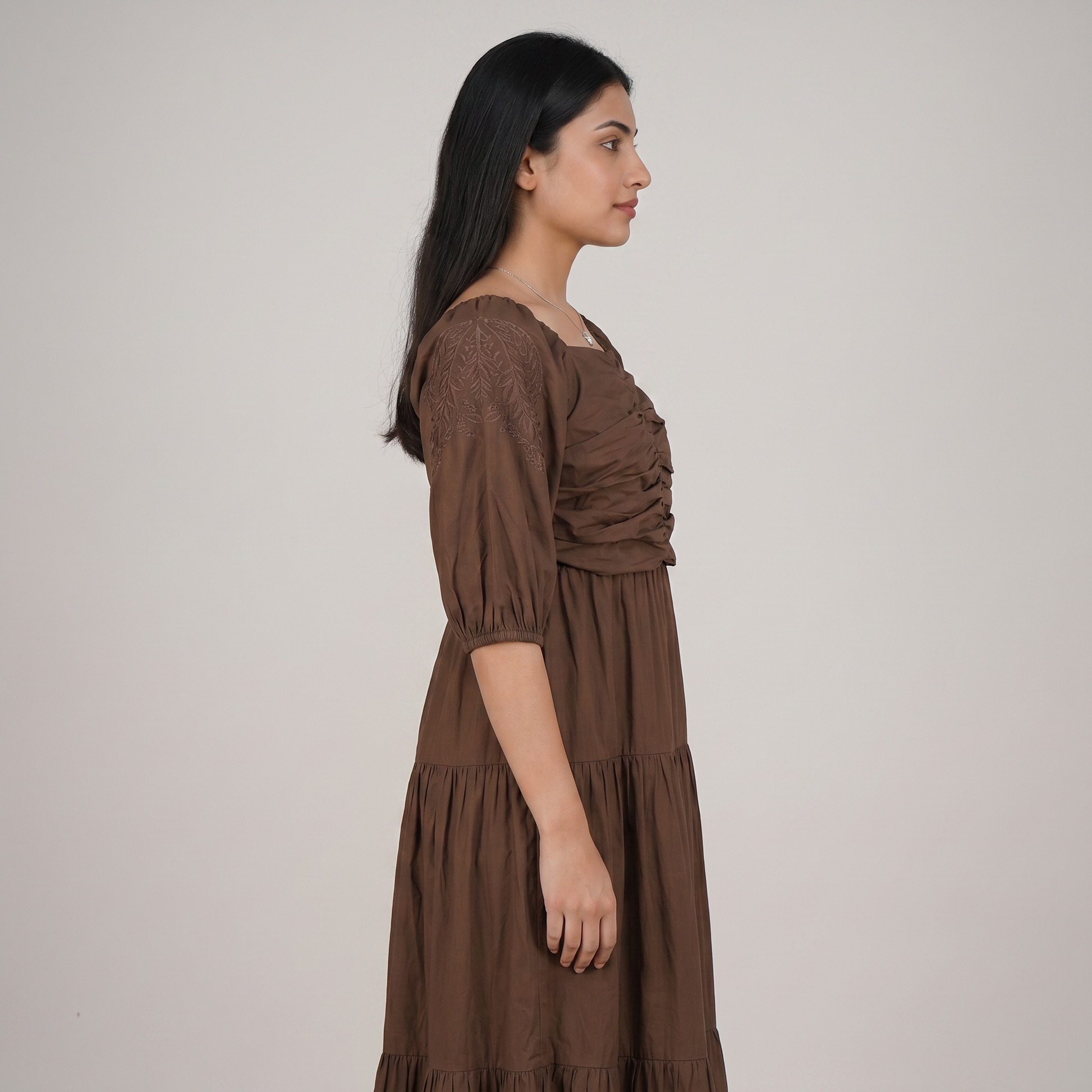 Cotton Solid Flared Dress