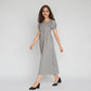 Checkered Puff Sleeve Flared Dress