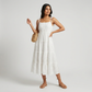 Embroidered Shoulder Straps Sleeve Flared Dress