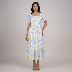 Cotton Printed Flared Dress
