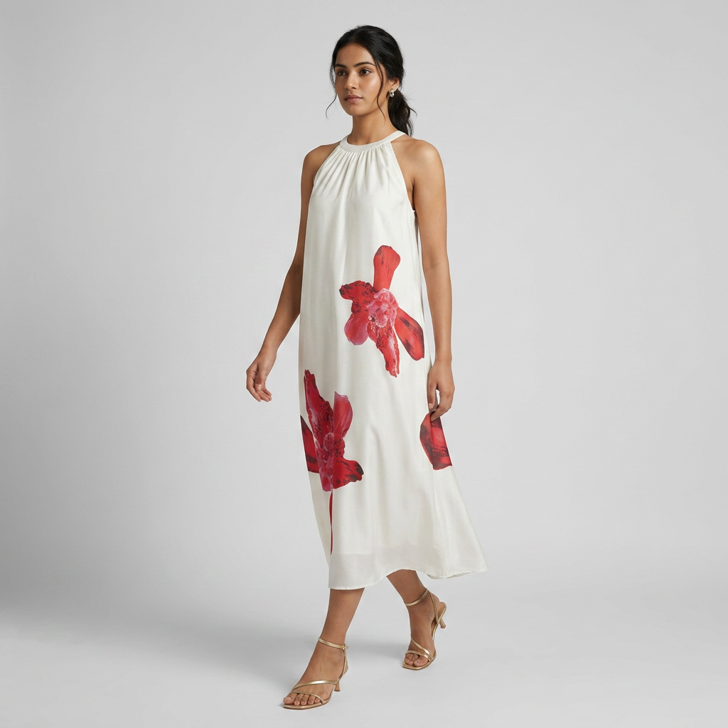 Floral Sleeveless Flared Dress