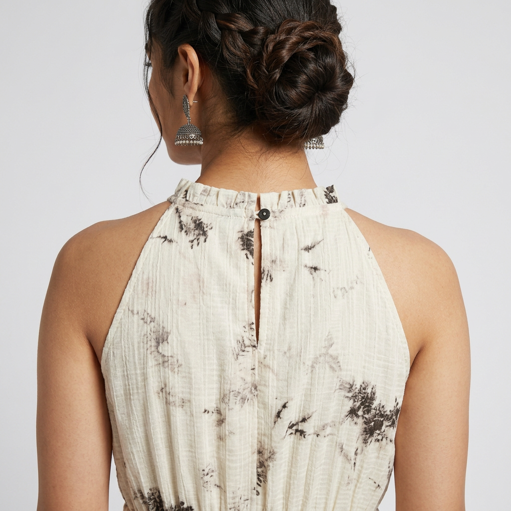 Tie - Dye Sleeveless Flared Dress