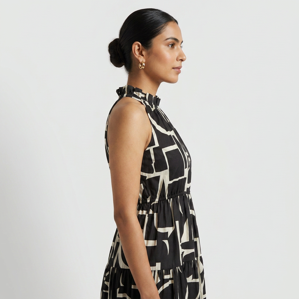 Printed Sleeveless Flared Dress