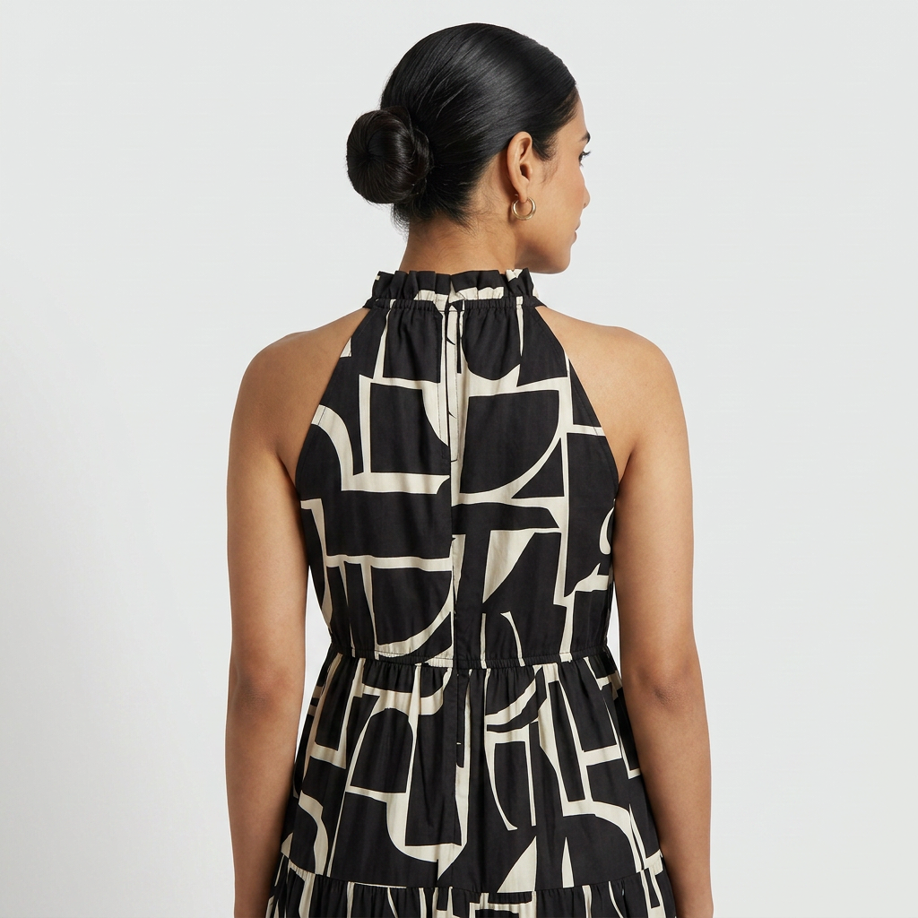 Printed Sleeveless Flared Dress
