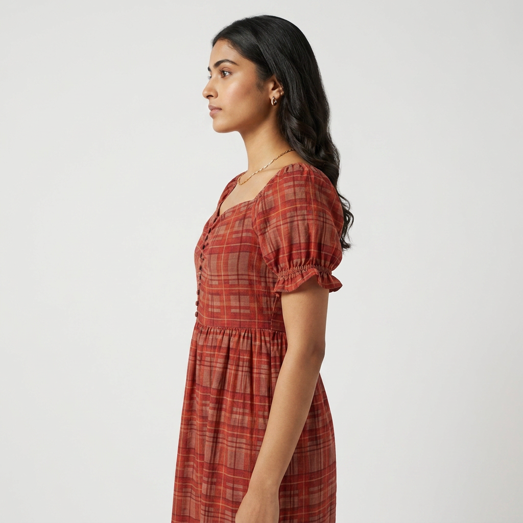 Regular Fit Checkered Dress