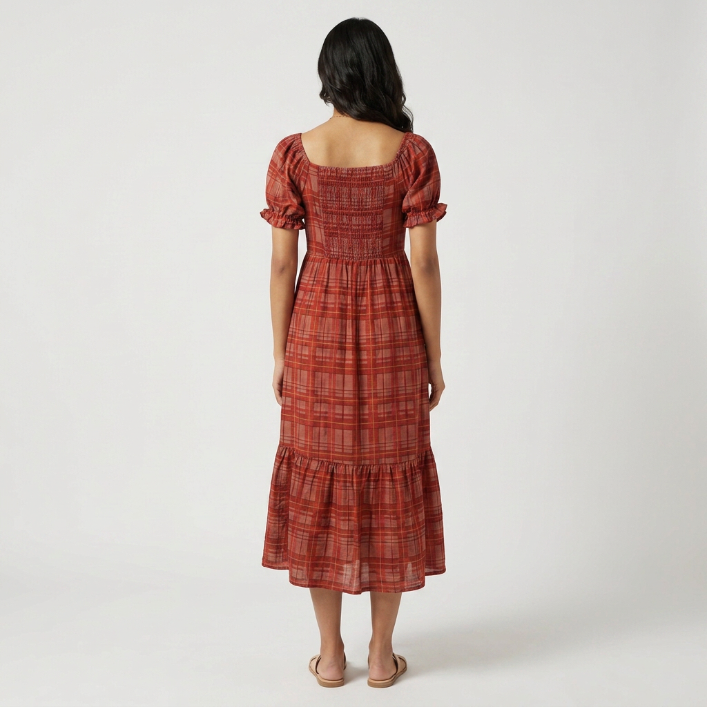 Regular Fit Checkered Dress