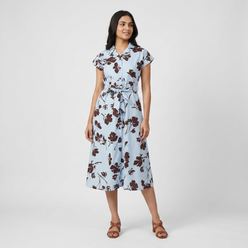 Printed Shirt Collar Dress