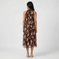 Printed Halter Neck Flared Dress