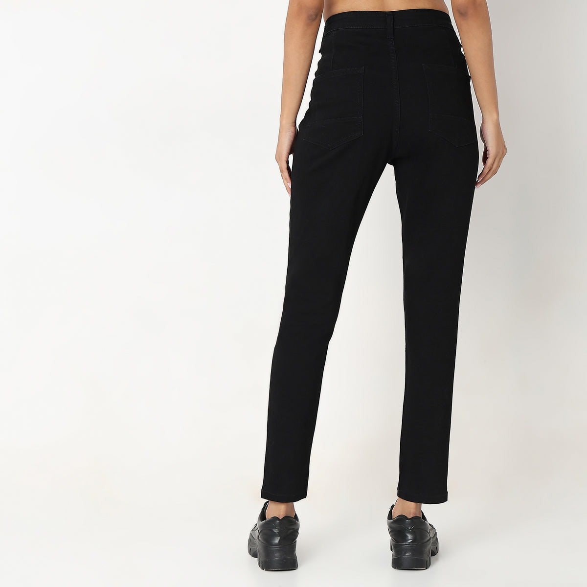 Skinny Fit Solid High Rise Jeans