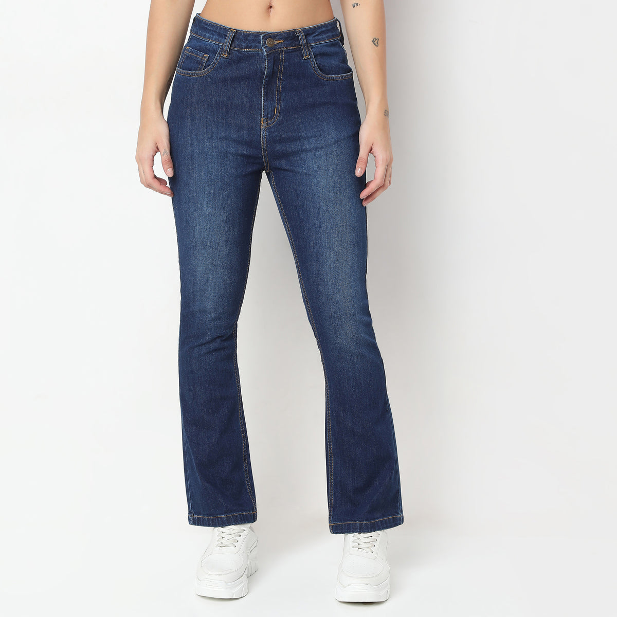 Boot Cut Solid High Rise Jeans