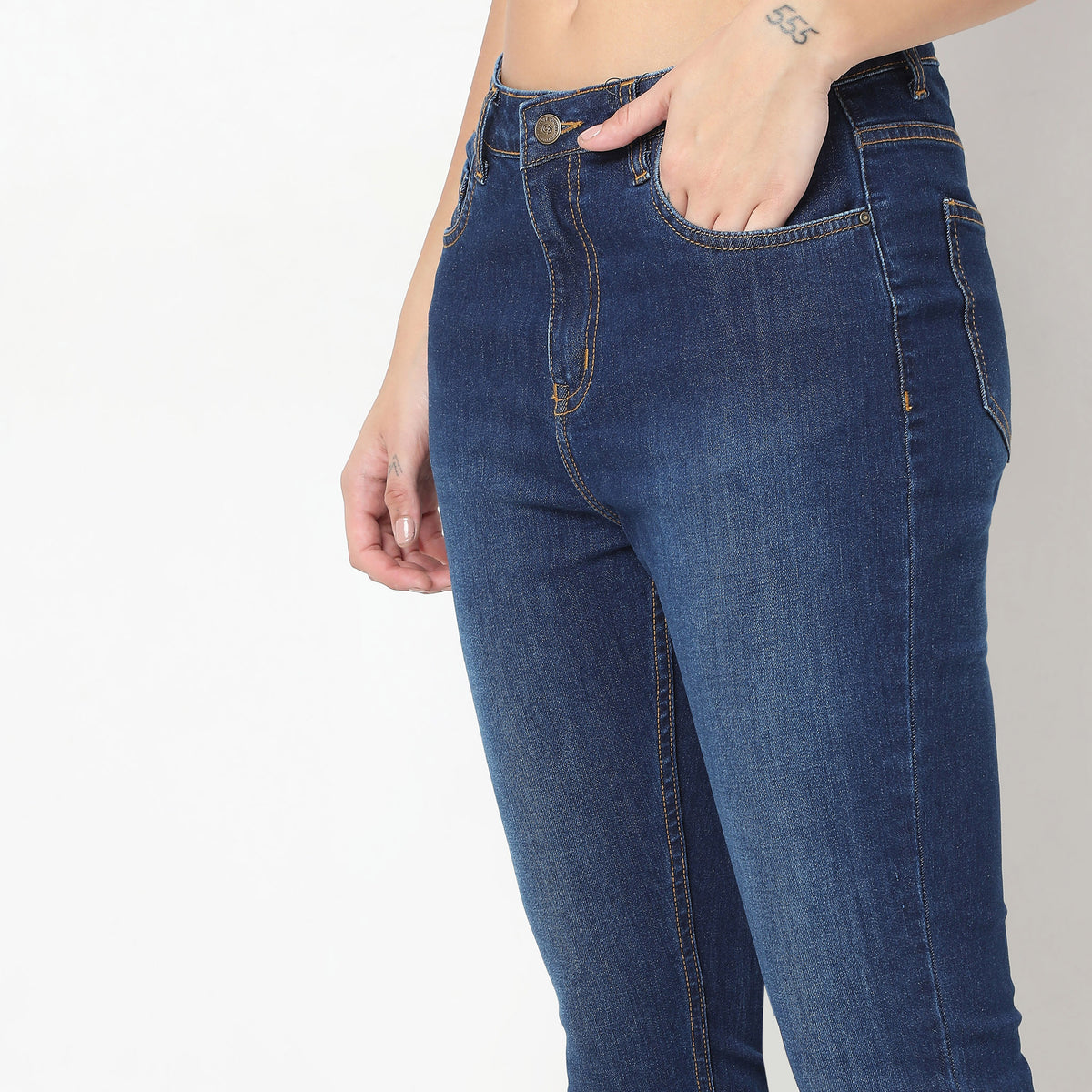 Boot Cut Solid High Rise Jeans