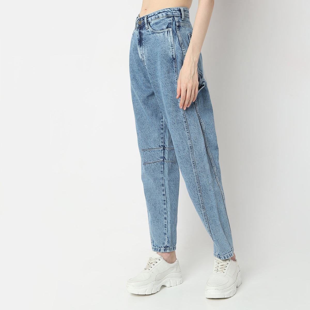 Slouch Fit Full Length High Rise Jeans