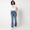 Frilled Highwaist Bootcut Look Jeans