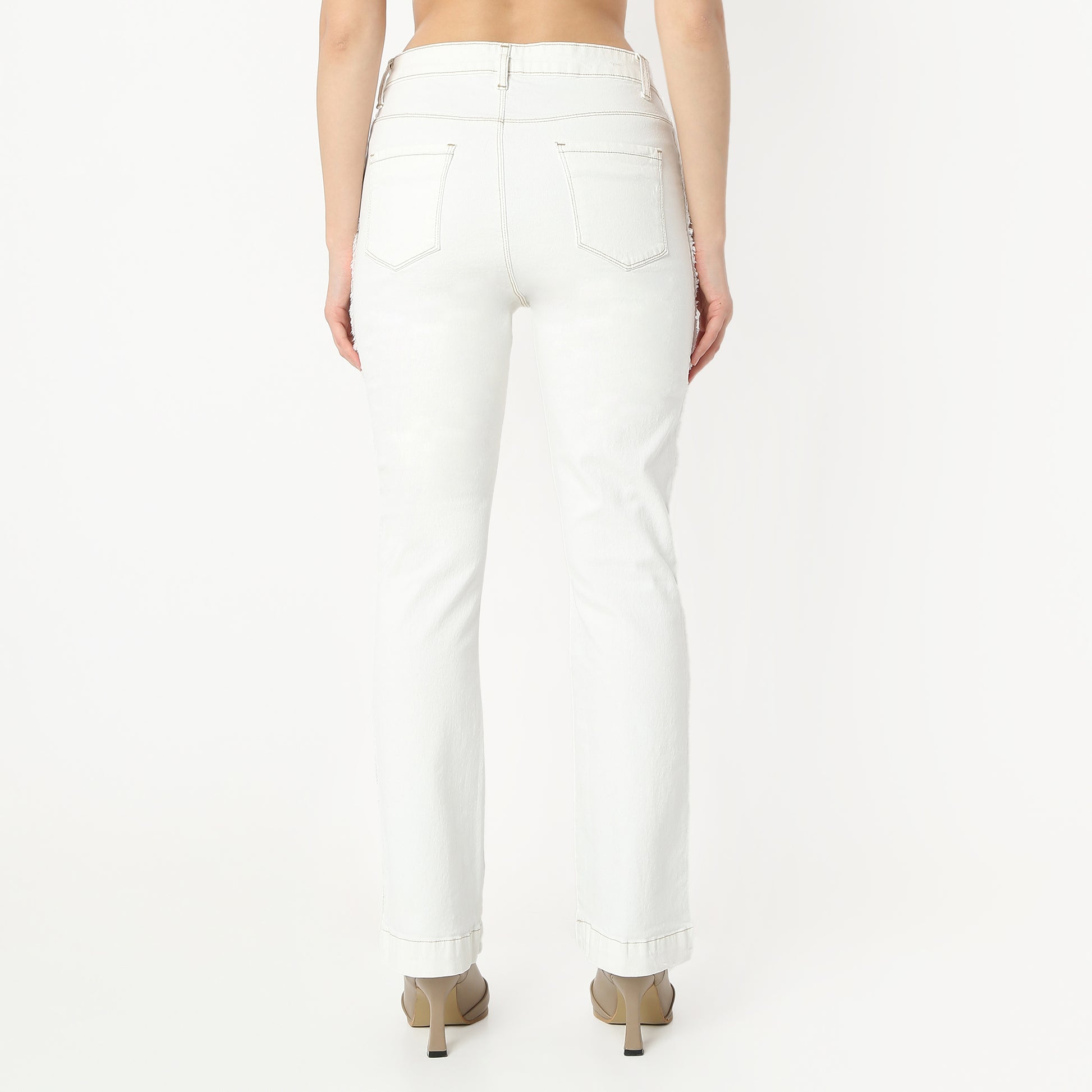 Boot Cut Solid Full Length High Rise Jeans