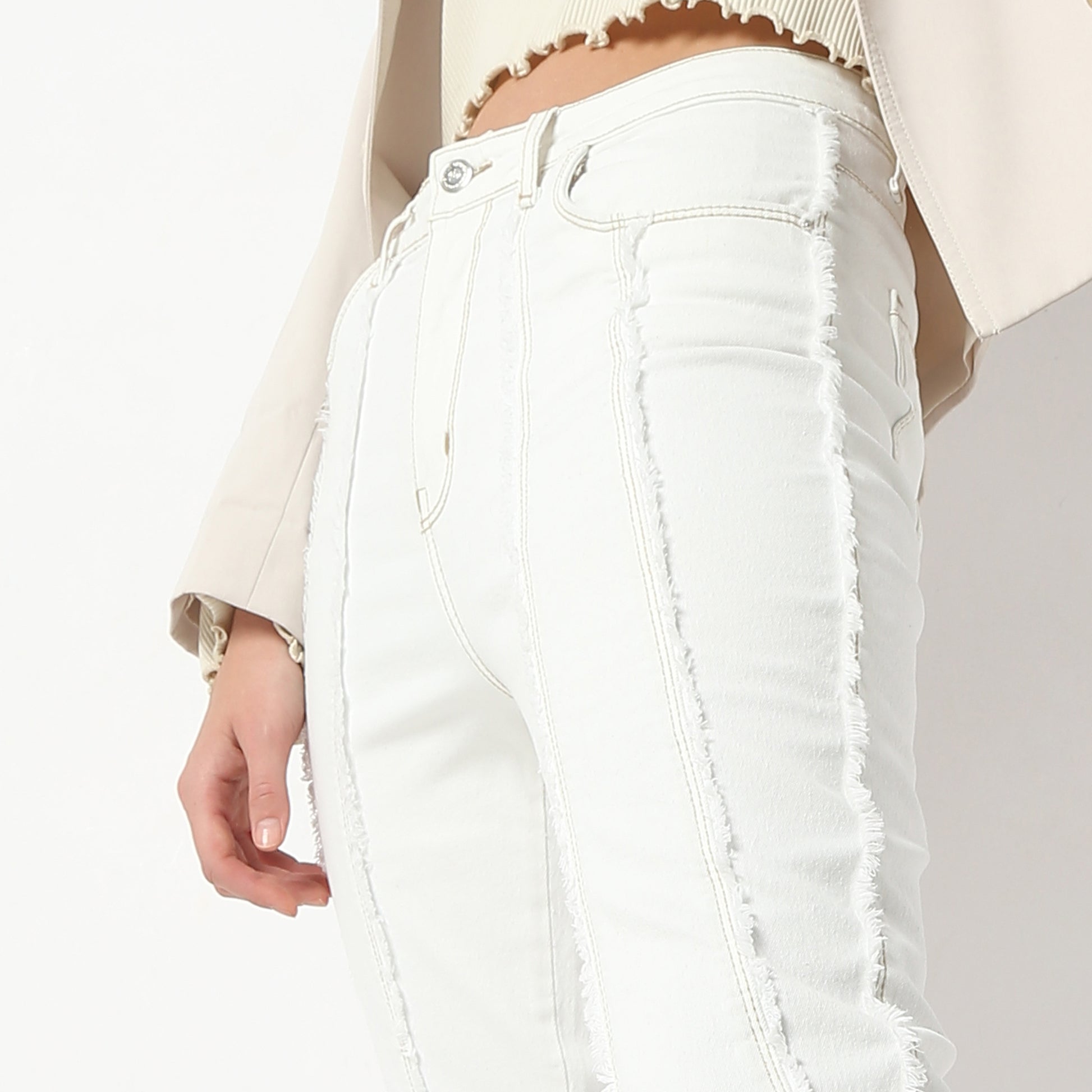 Boot Cut Solid Full Length High Rise Jeans