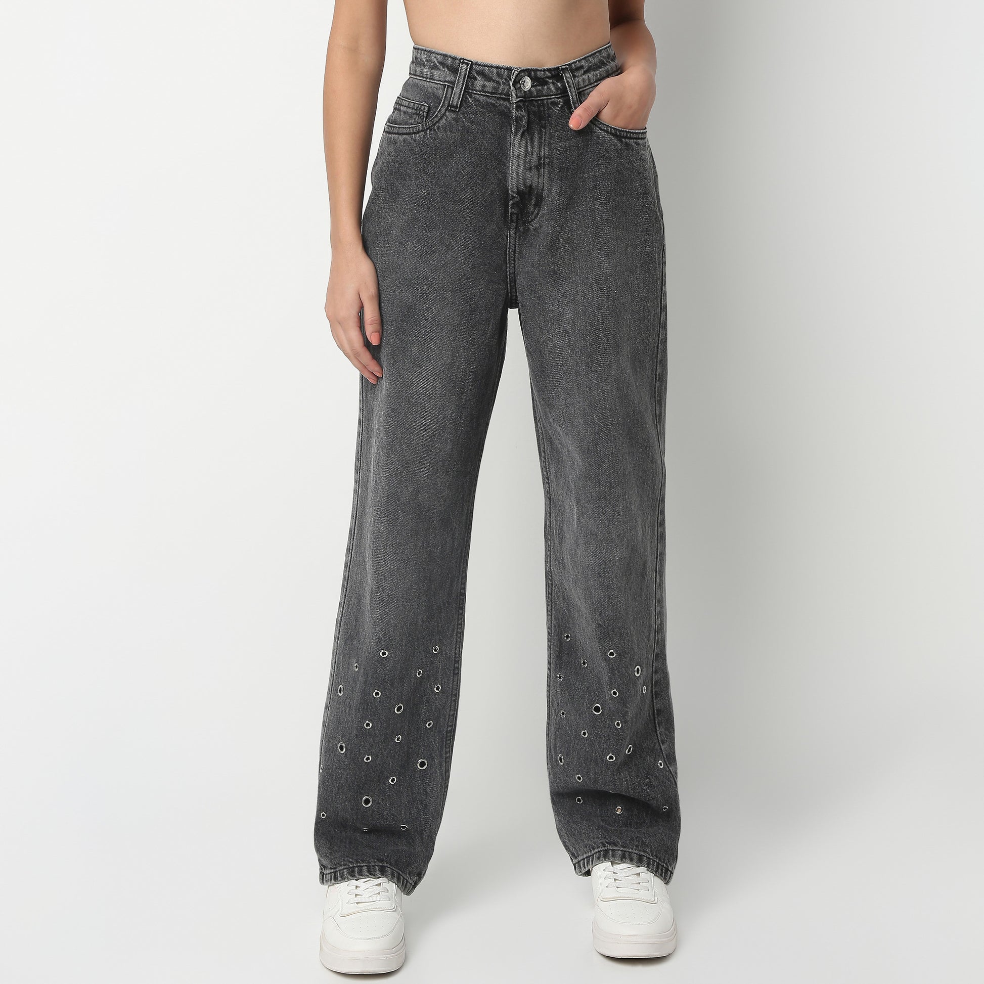 Full Length Straight Fit Solid with Stylish Jeans