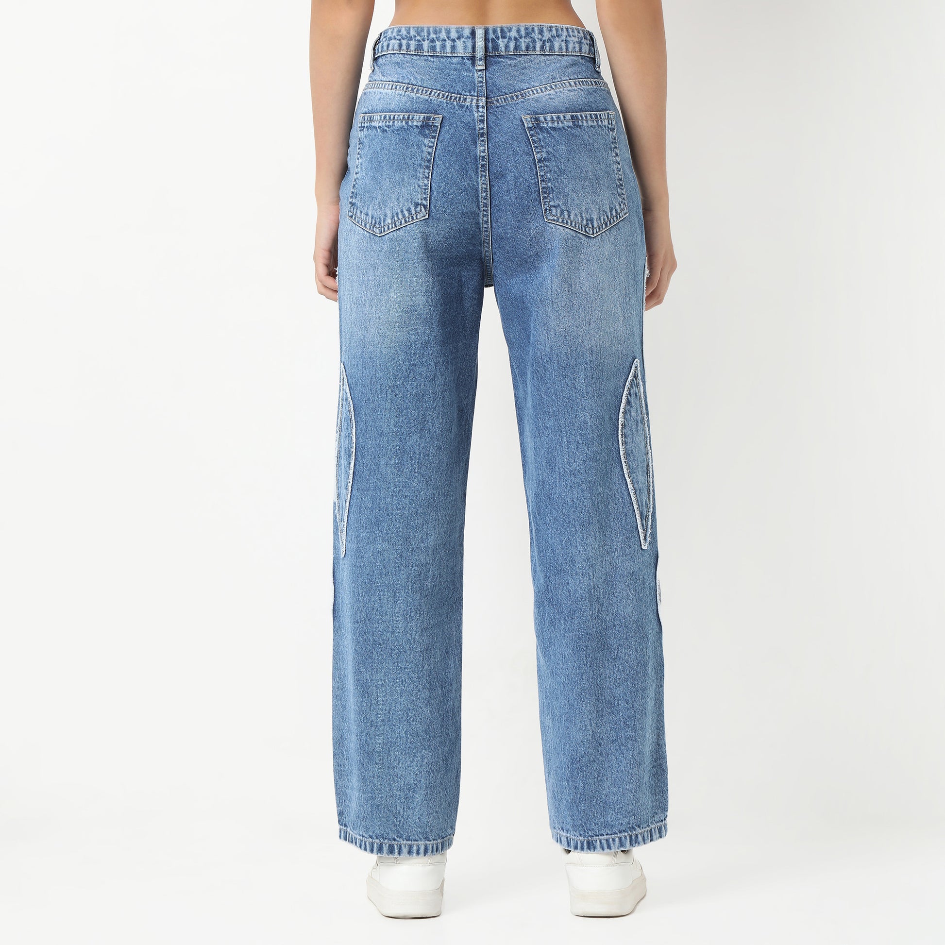 Highwaist Straight Fit Patch Denim