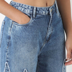 Highwaist Straight Fit Patch Denim