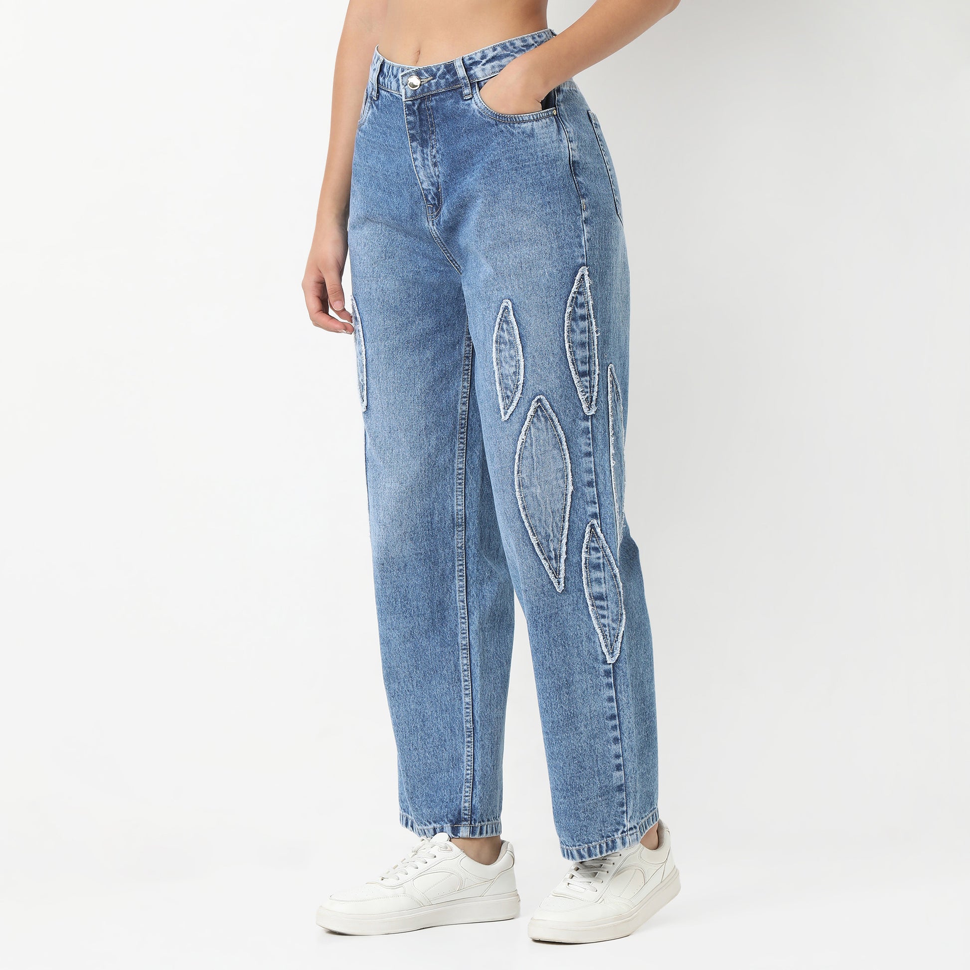 Highwaist Straight Fit Patch Denim