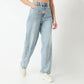 Straight Fit Solid Full Length High Rise Jeans