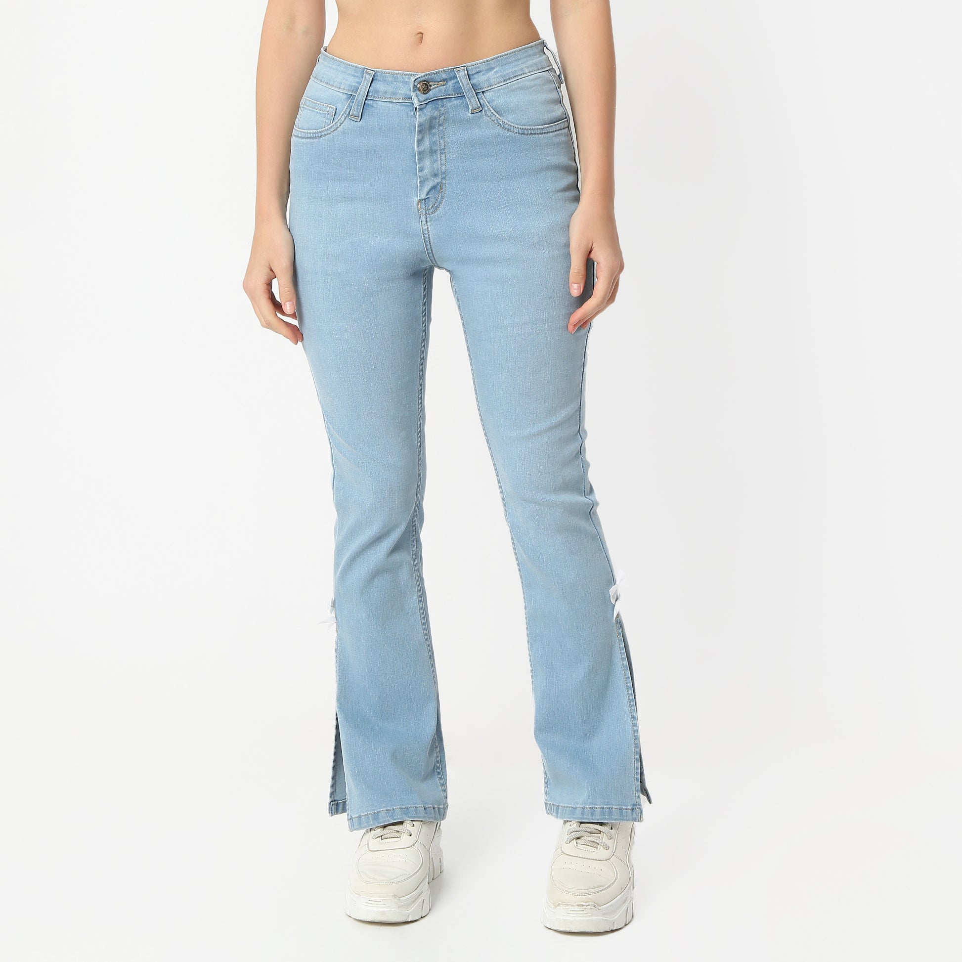 Boot Cut Solid Full Length High Rise Jeans