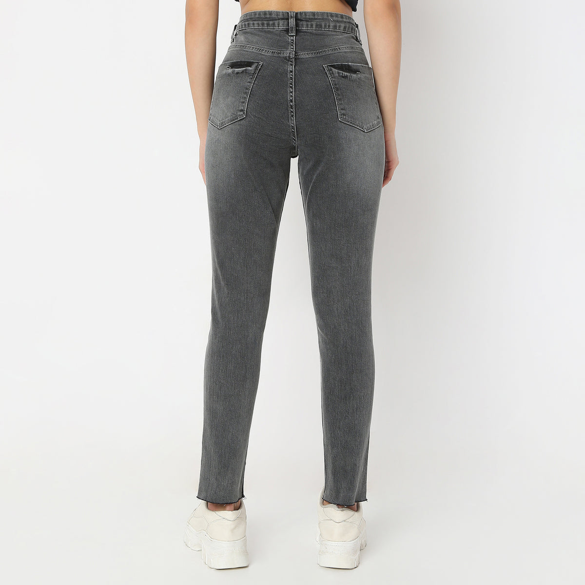 Stone Wash Ankle-Length Skinny Fit High Rise Jeans