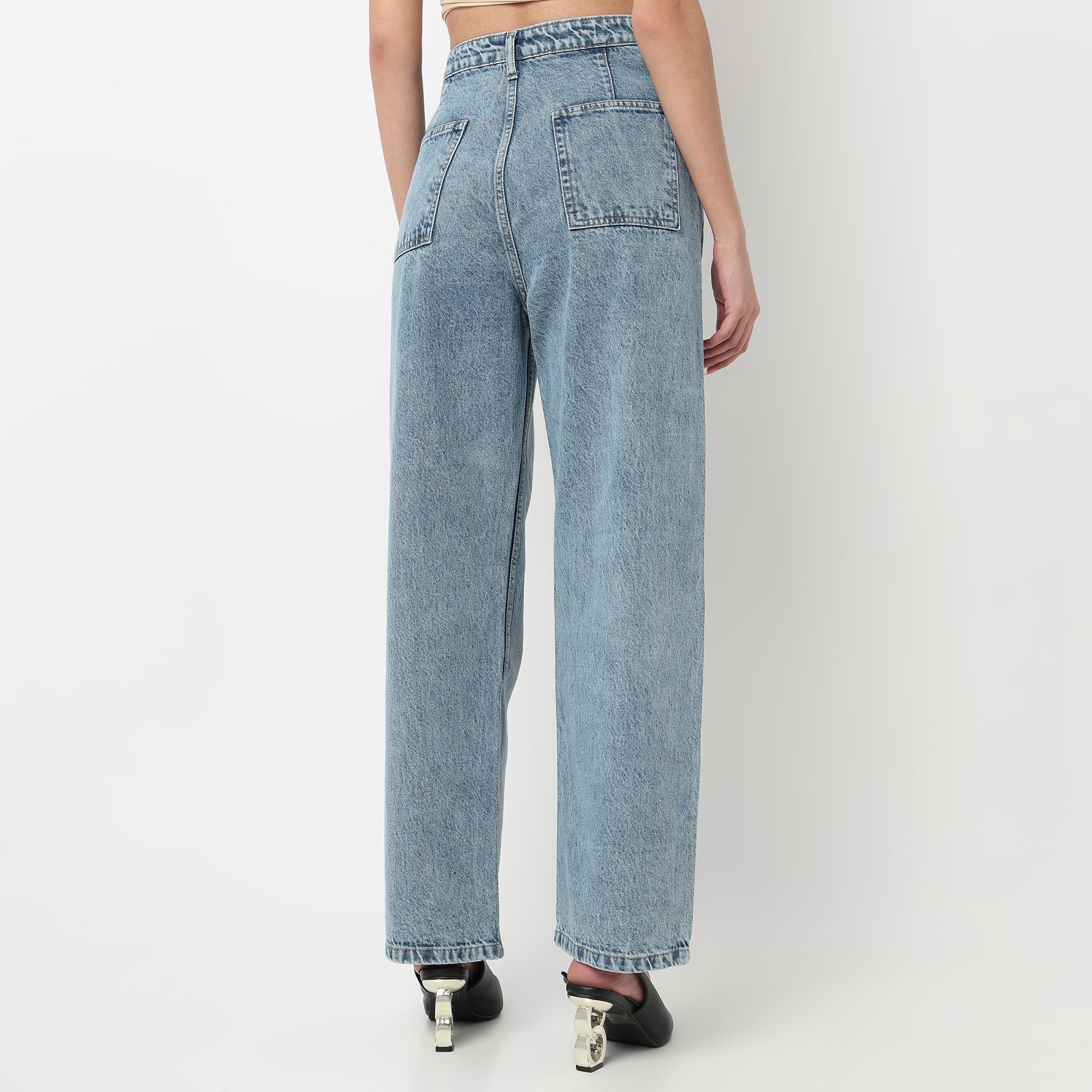 Straight Fit Mirror Stud Denim