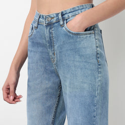 High waist Bootcut With Open Hem Look Jeans