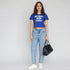 Straight Fit High Rise Back Button Look Jeans