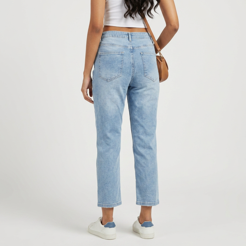 Relaxed Fit Clean Look High Rise Jeans 