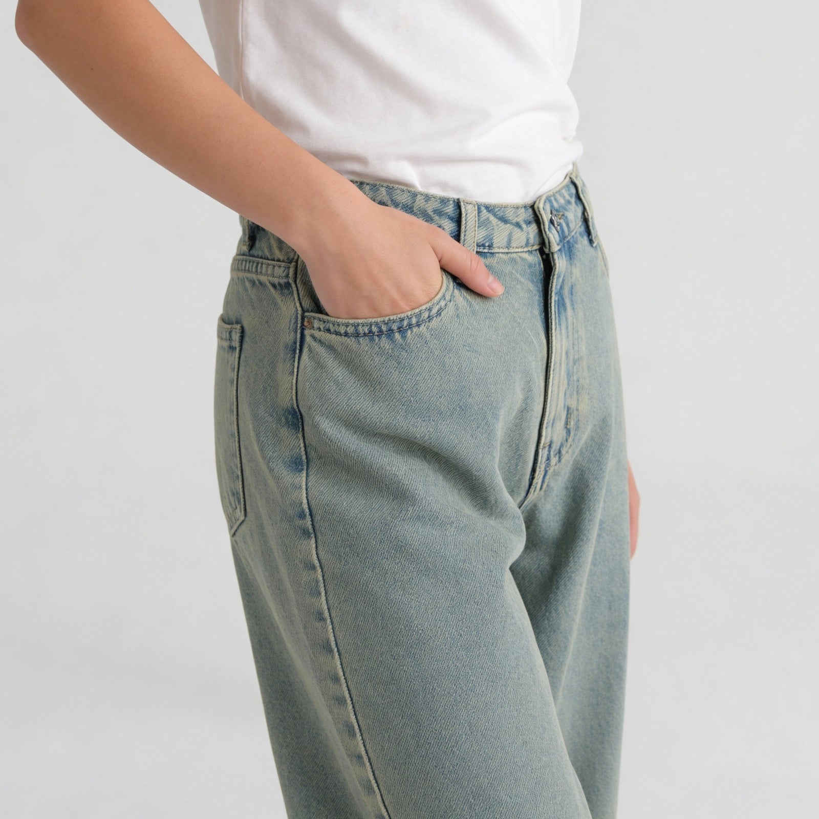 Low Waist Straight Fit Denim With Tinted Look