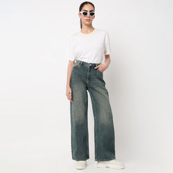 Low Waist Straight Fit Denim With Tinted Look