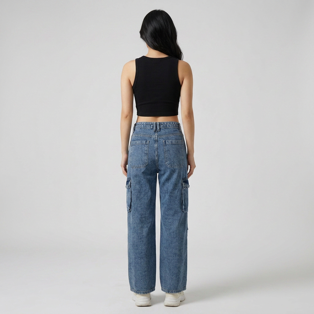 Street Look High Rise Cargo Jeans