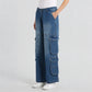 Woven Low Rise Utility Cargo Fit Jeans