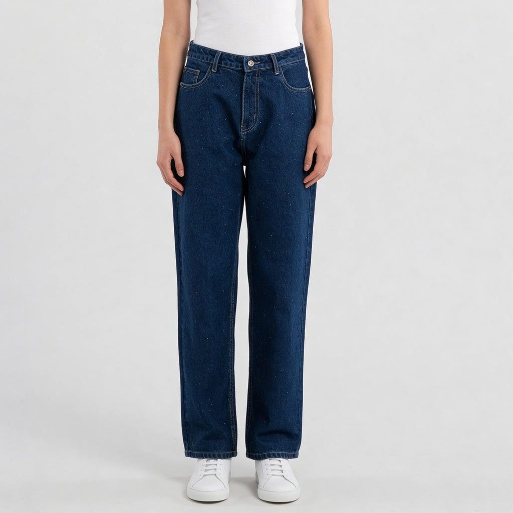Straight Fit Mirror Look High Rise Jeans