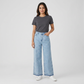 Solid Wide Leg High Rise Jeans