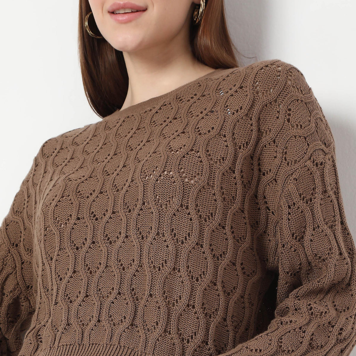 Structured Crochet Design Bell Sleeve Sweater