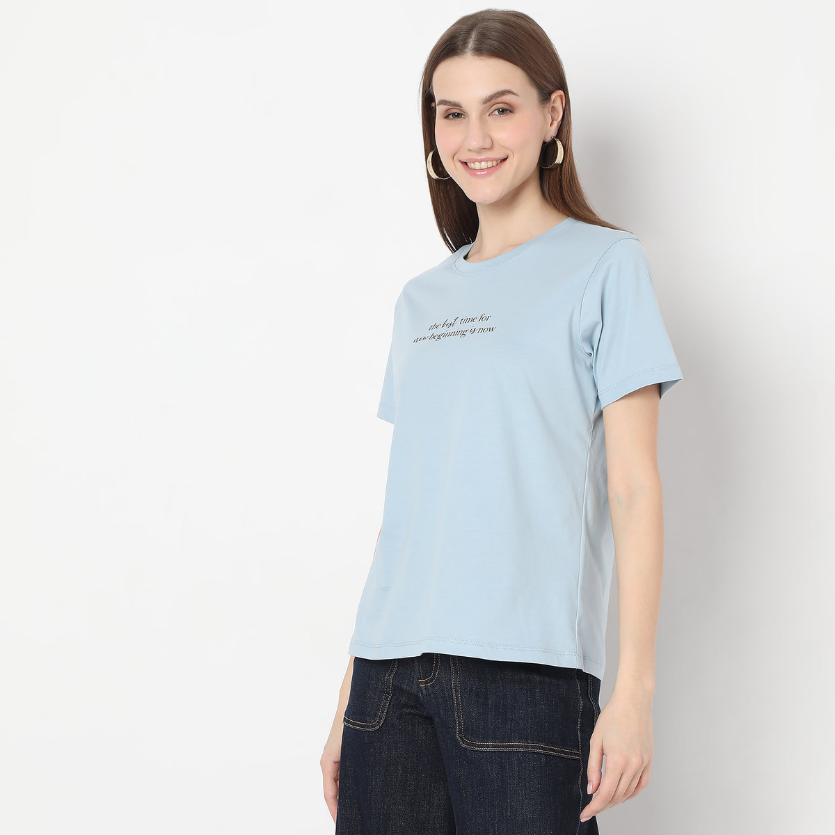 Solid Round Neck T-Shirt