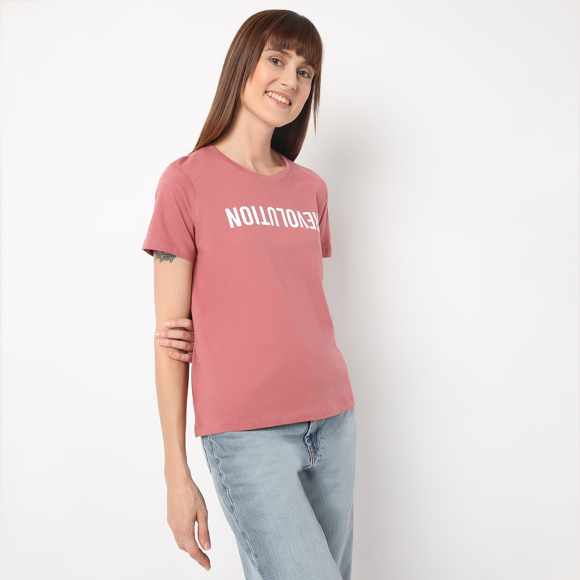 Regular Fit Printed Round Neck T-Shirt
