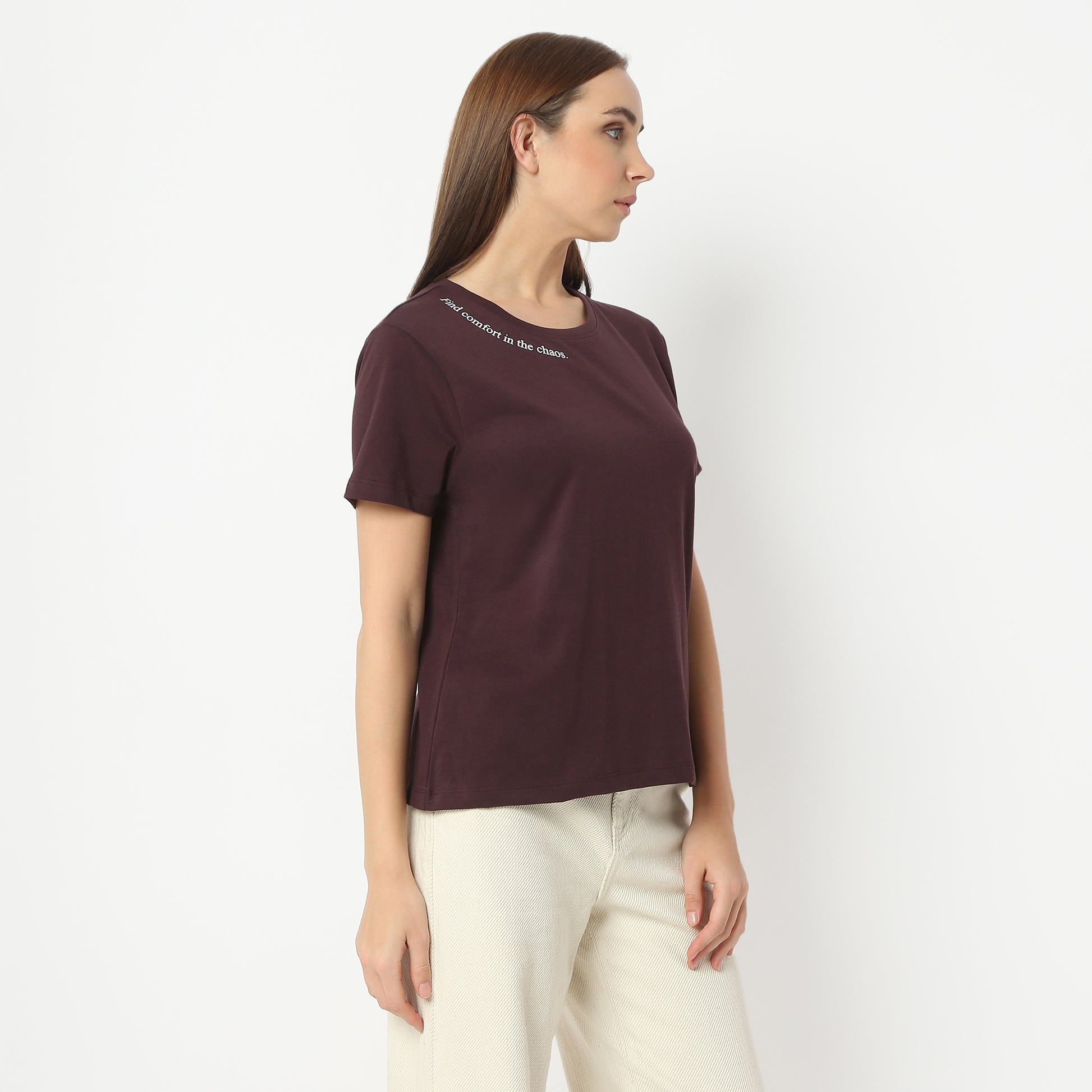 Regular Fit Solid Round Neck Regular Length T-Shirt